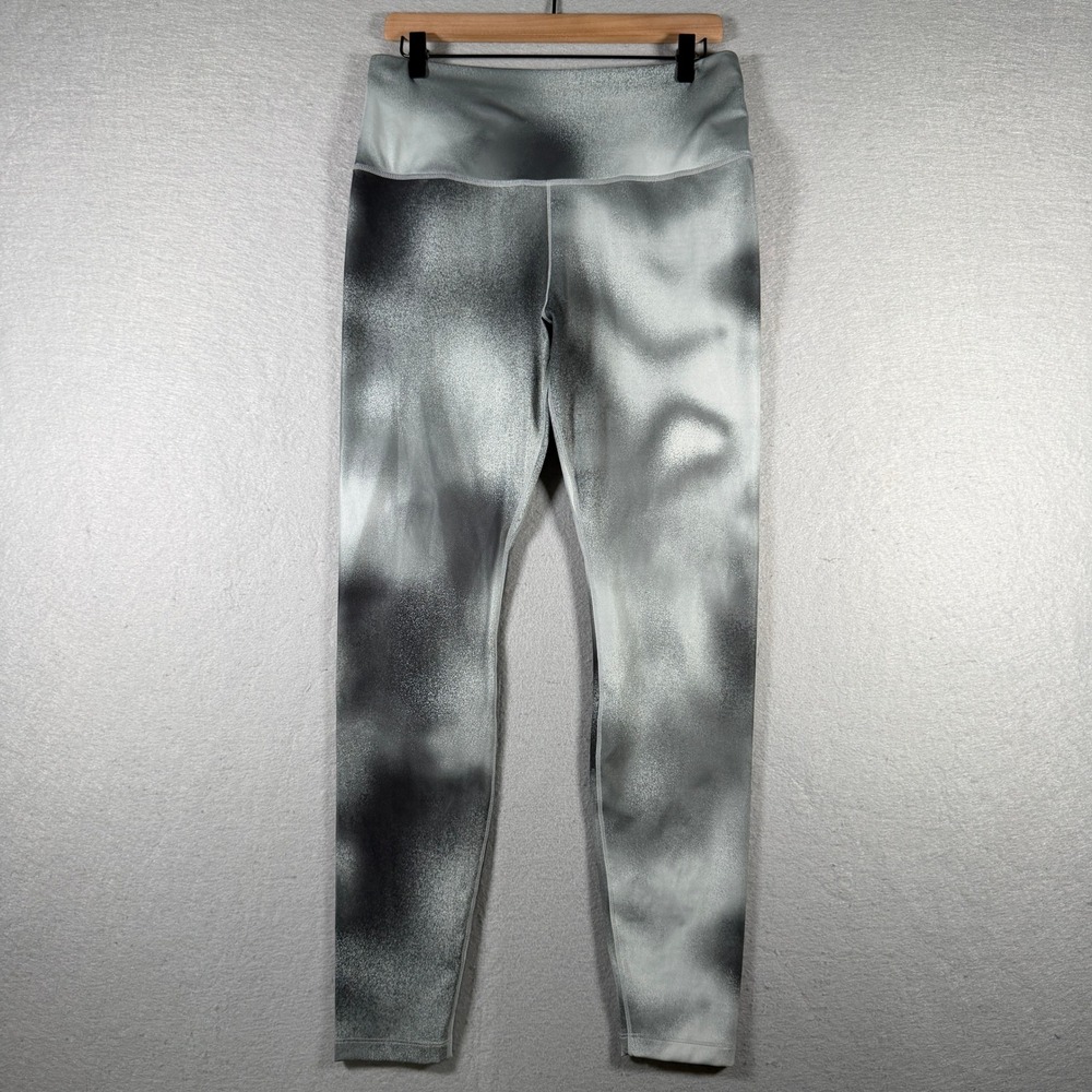 Nike Womens Dri-FIT Abstract Print Grey Black Leggings FQ6260-010 Size L